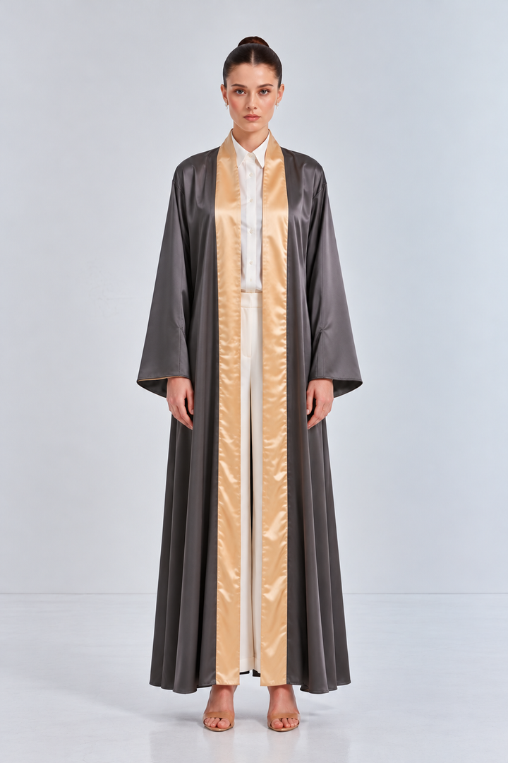 Grey & Champagne Reversible Abaya