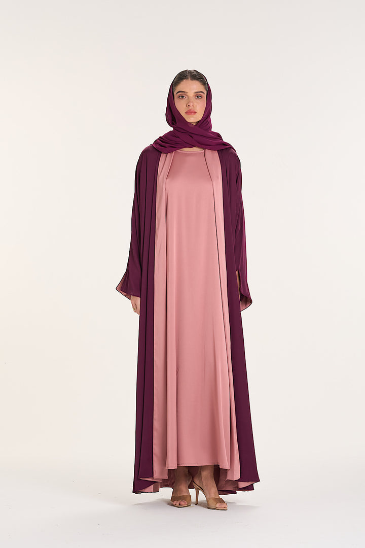 Burgundy & Pink Reversible Abaya