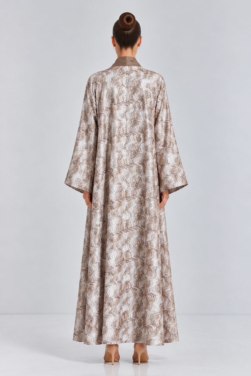 Taupe Printed Reversible Abaya