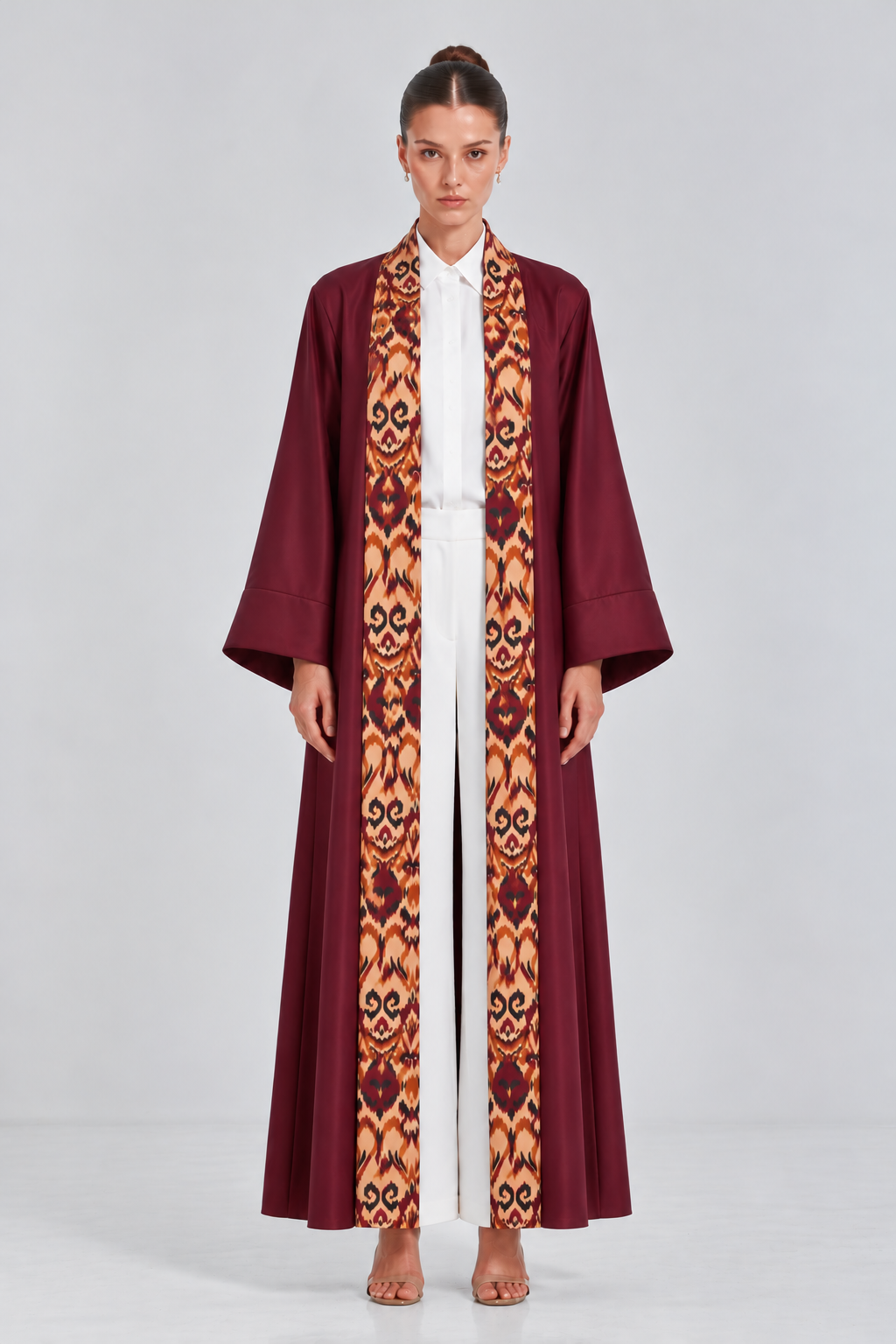 Burgundy Printed Reversible Abaya