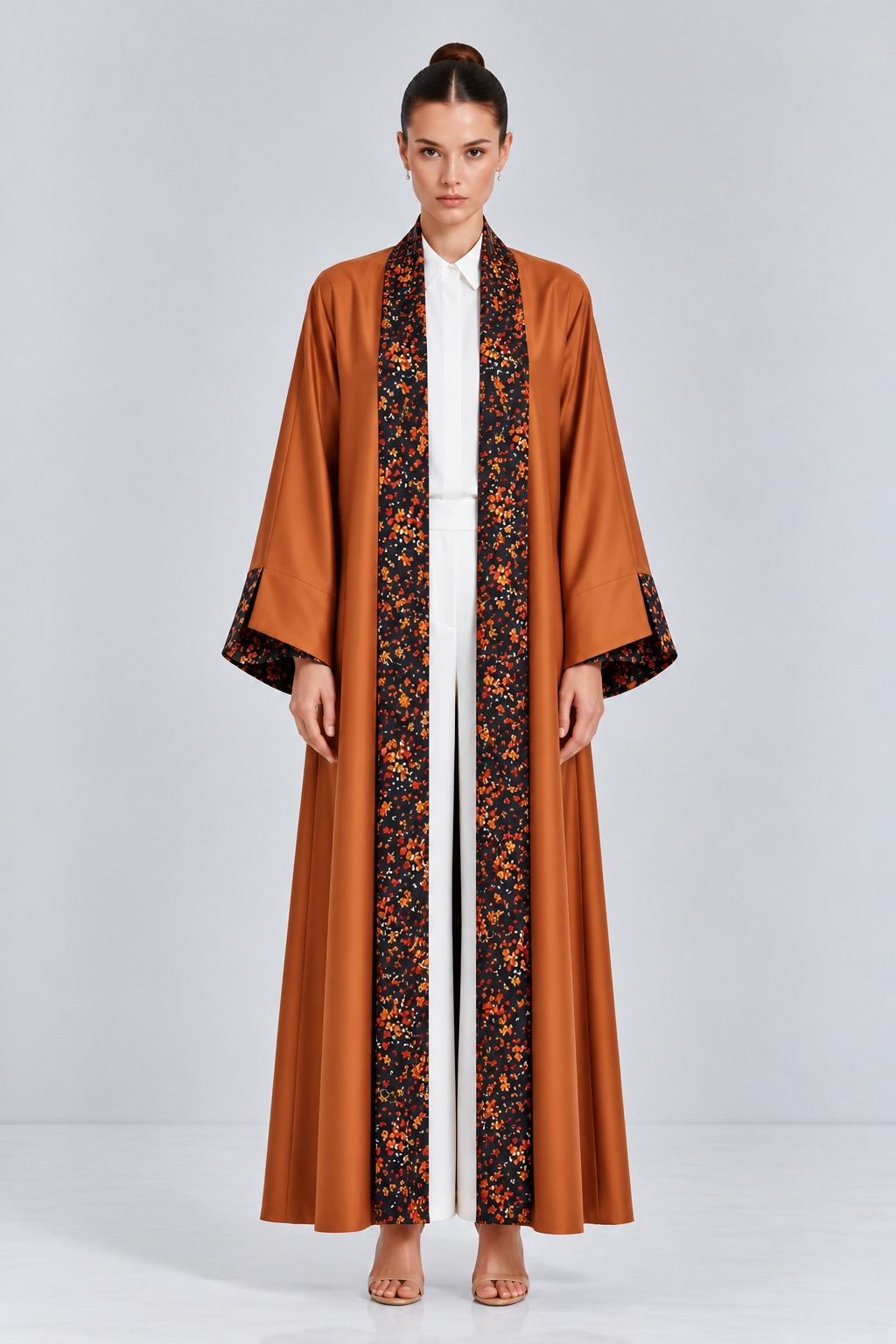 Black Floral Reversible Abaya