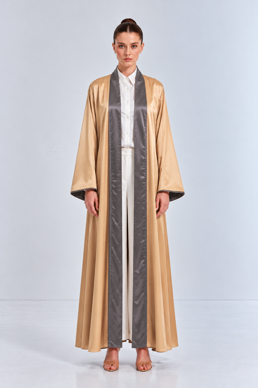 Grey & Champagne Reversible Abaya