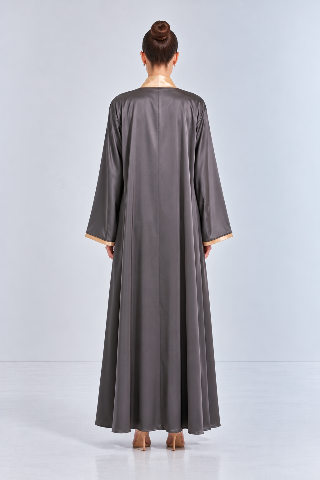Grey & Champagne Reversible Abaya
