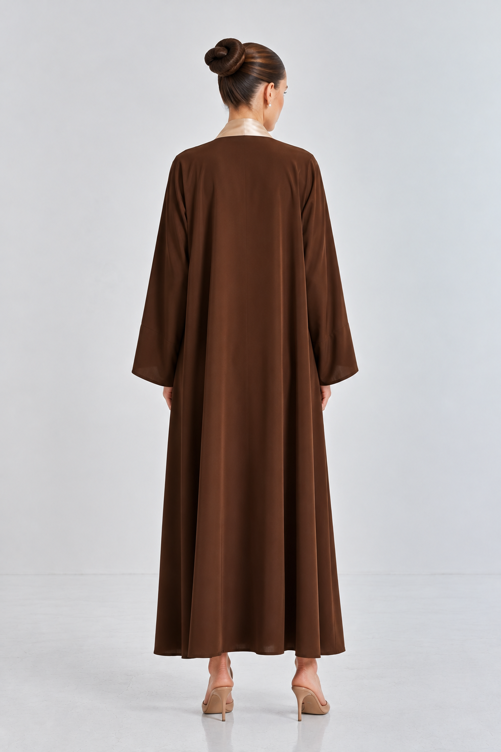 Brown & Champagne Reversible Abaya