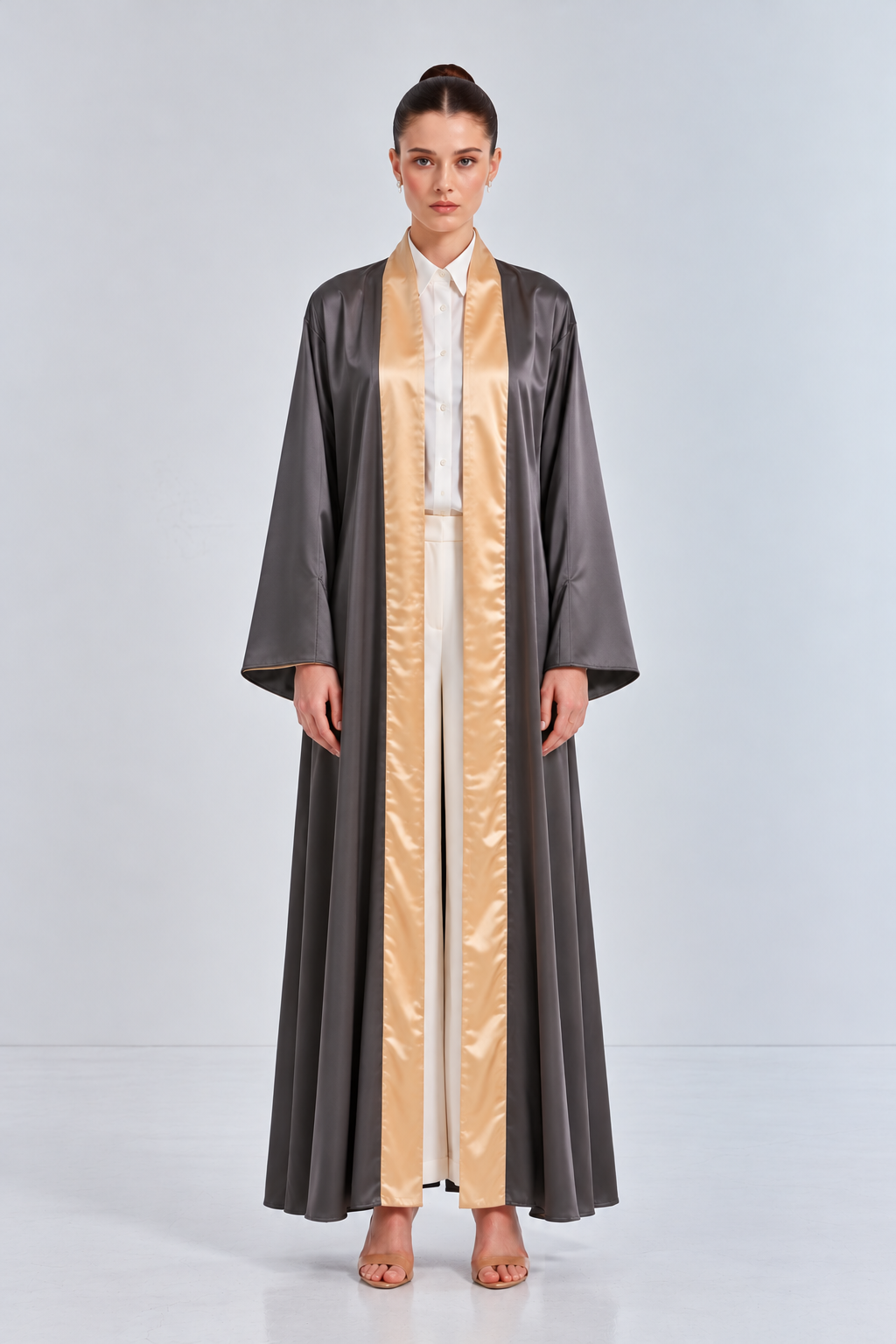 Grey & Champagne Reversible Abaya