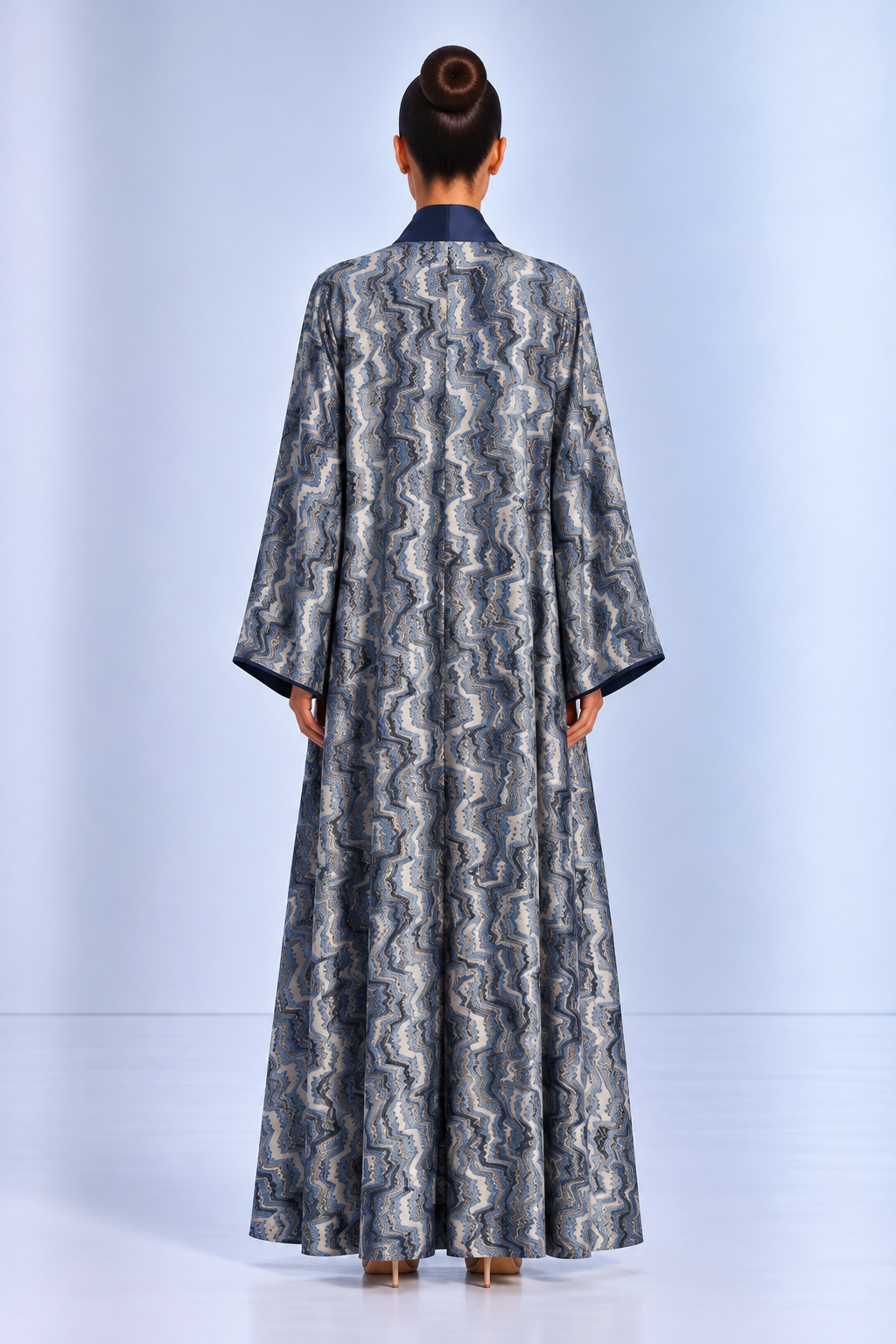 Navy & Blue Printed Reversible Abaya