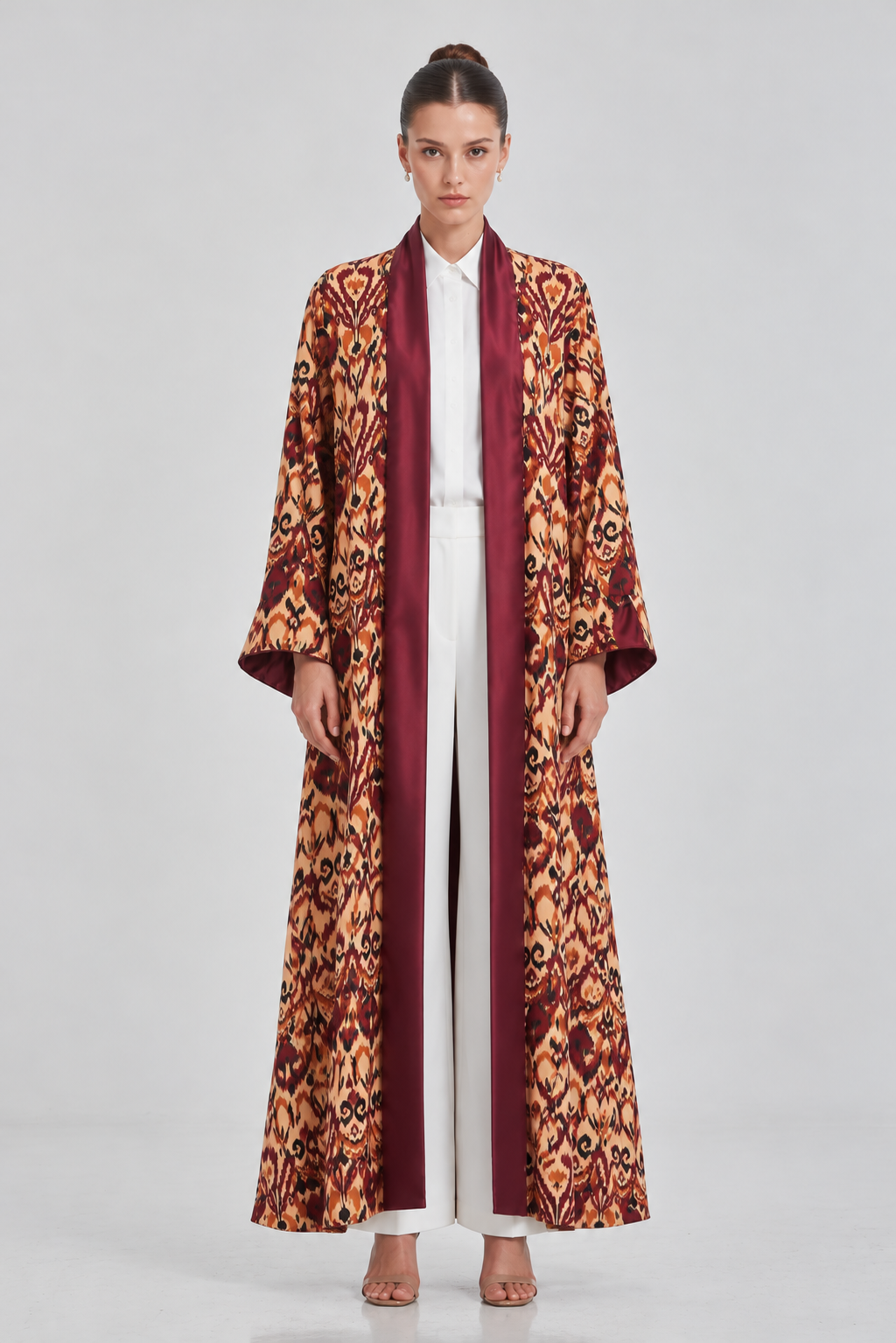 Burgundy Printed Reversible Abaya