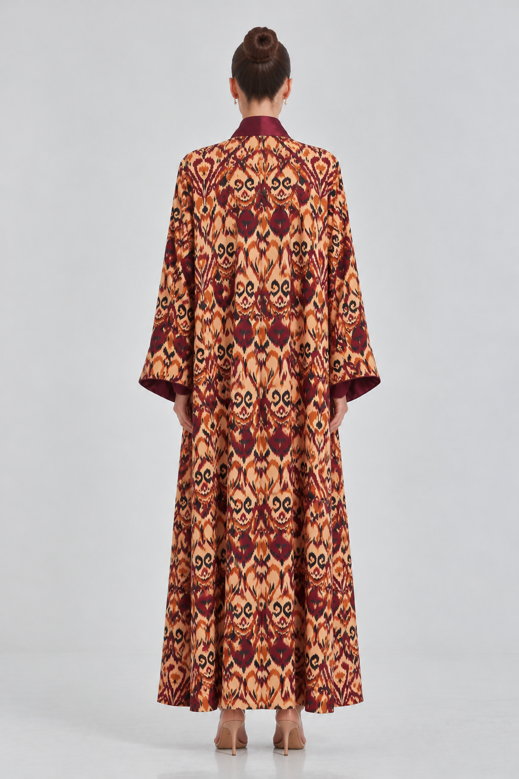 Burgundy Printed Reversible Abaya