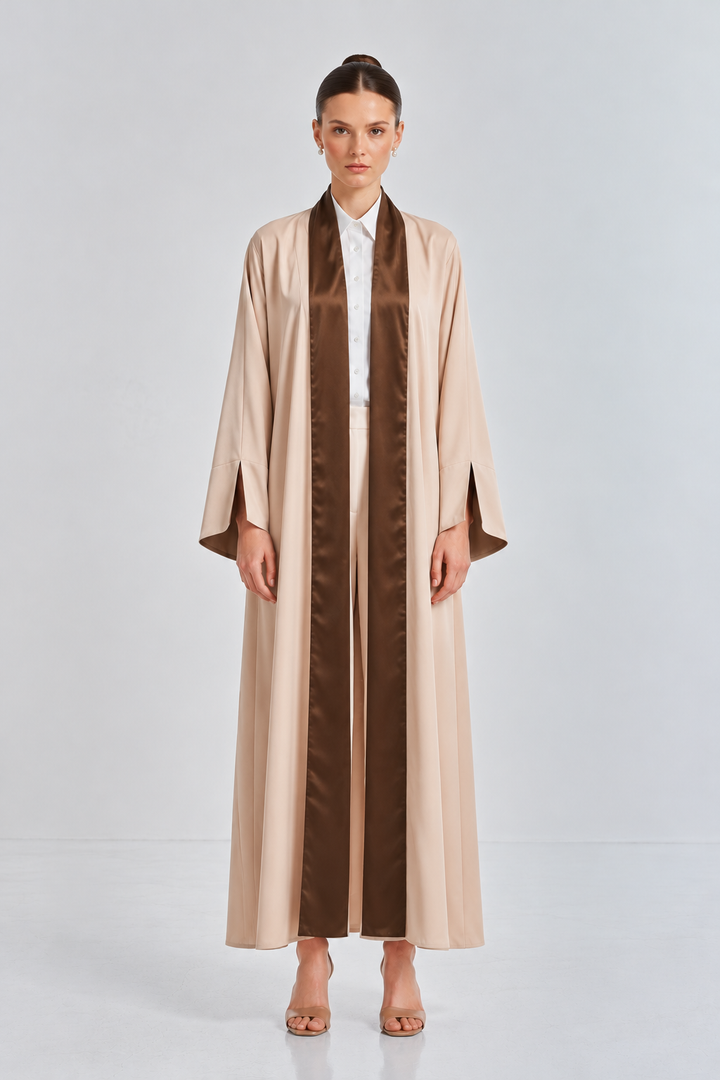 Brown & Champagne Reversible Abaya