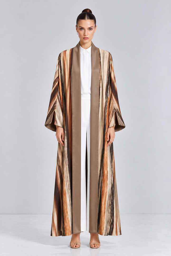 Taupe Abstract Reversible Abaya