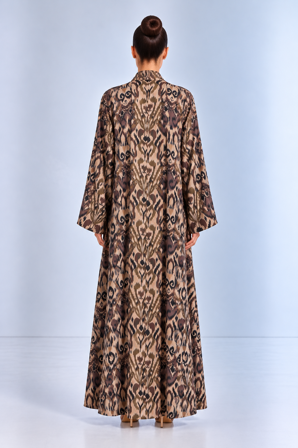 Brown Abstract Print Reversible Abaya