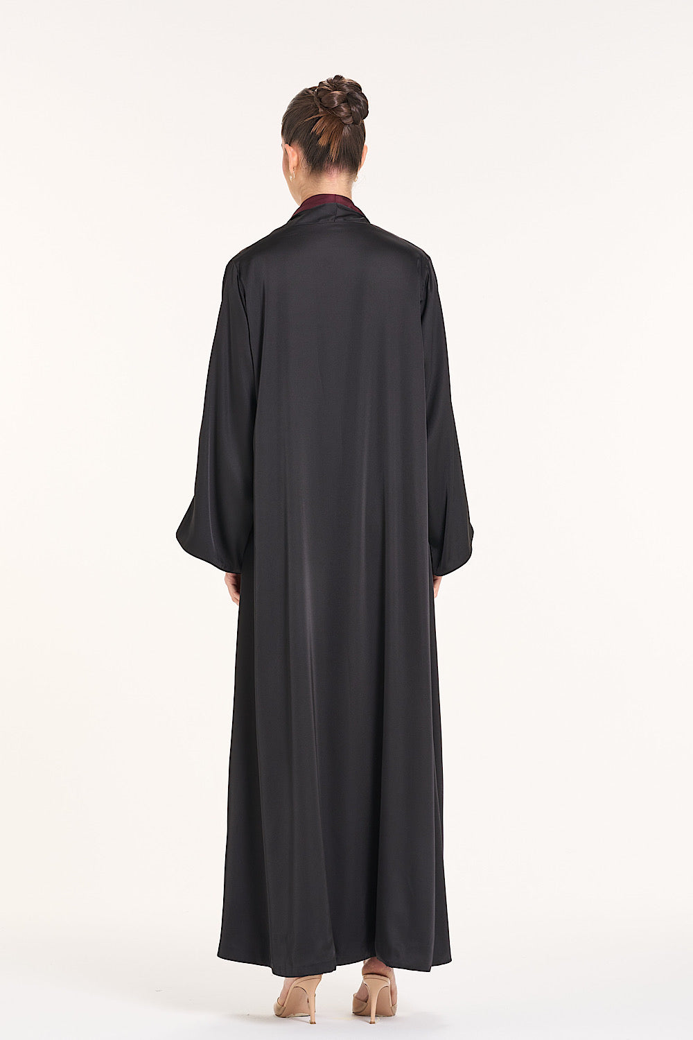 Black & Burgundy Reversible Abaya