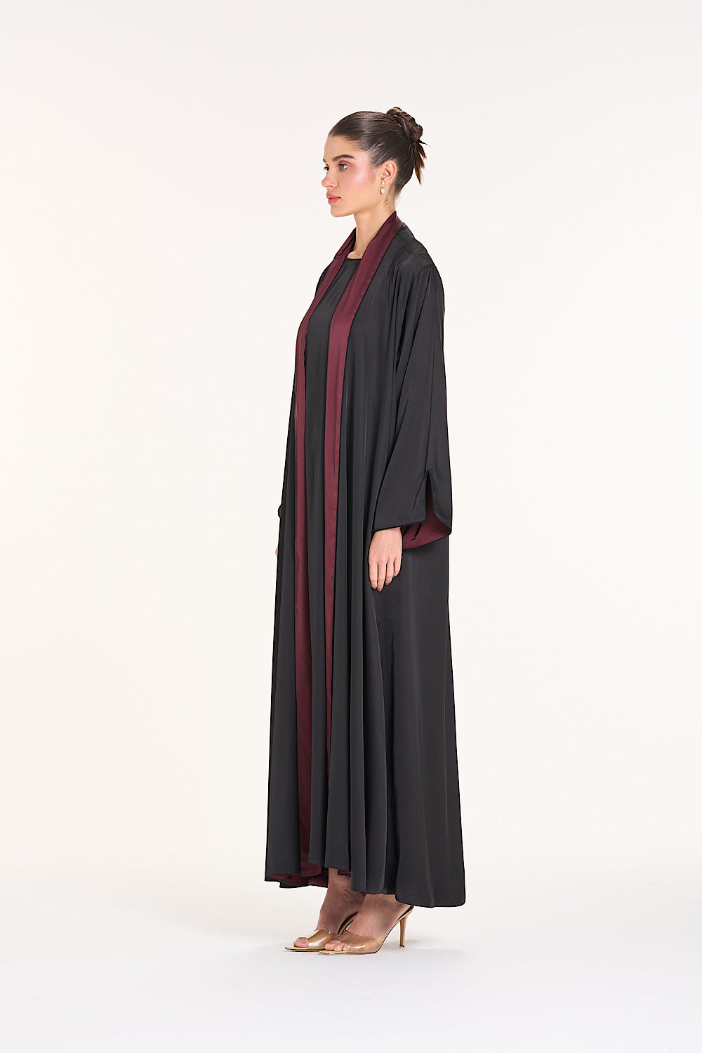 Black & Burgundy Reversible Abaya