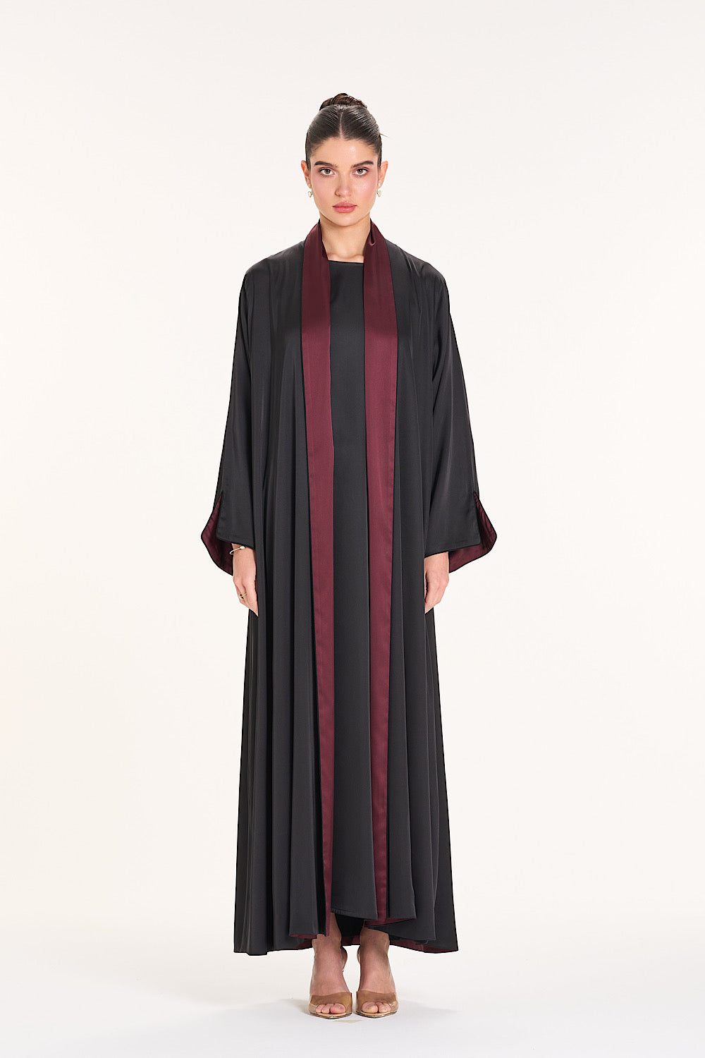 Black & Burgundy Reversible Abaya
