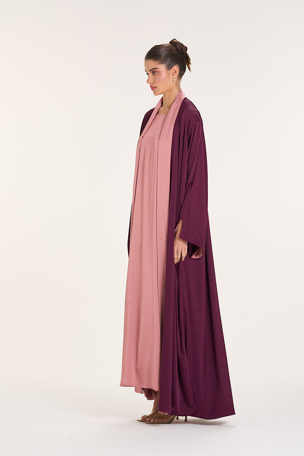 Burgundy & Pink Reversible Abaya